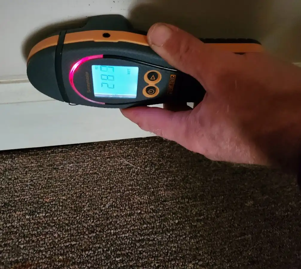 Moisture detection at baseboard during Sewage Cleanup & Sanitation in Kerrville